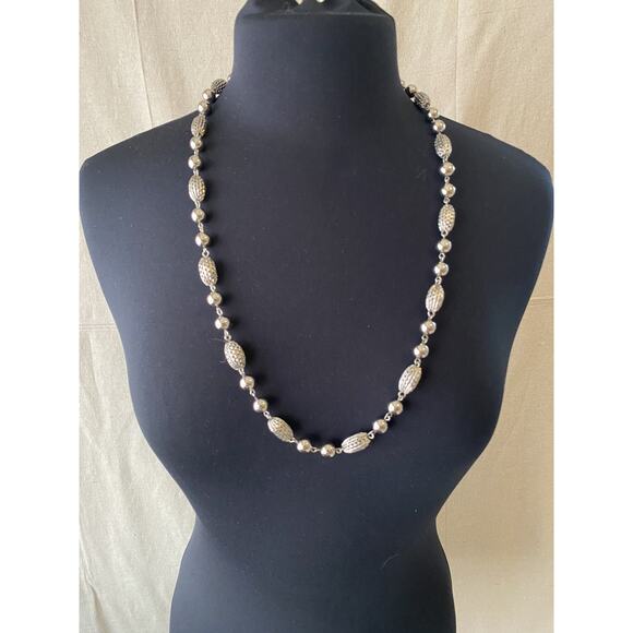 Vintage 15 inch Boho Cottage Core Pendant Silver Link Chain Balls Necklace - Picture 8 of 10